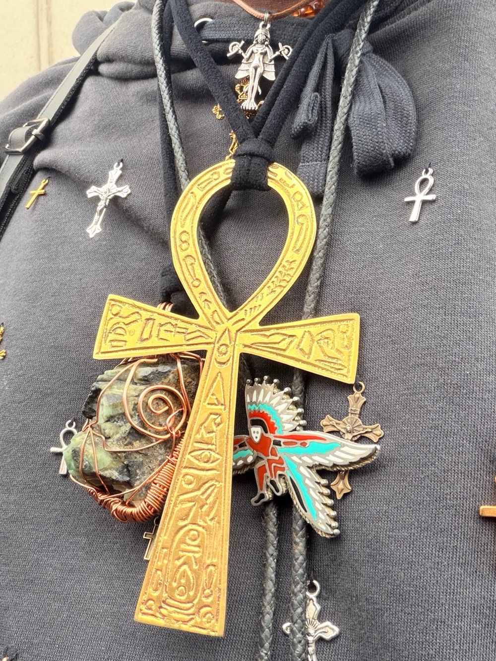 ☥Brass Ankh Sound Healing Ornament Necklace☥